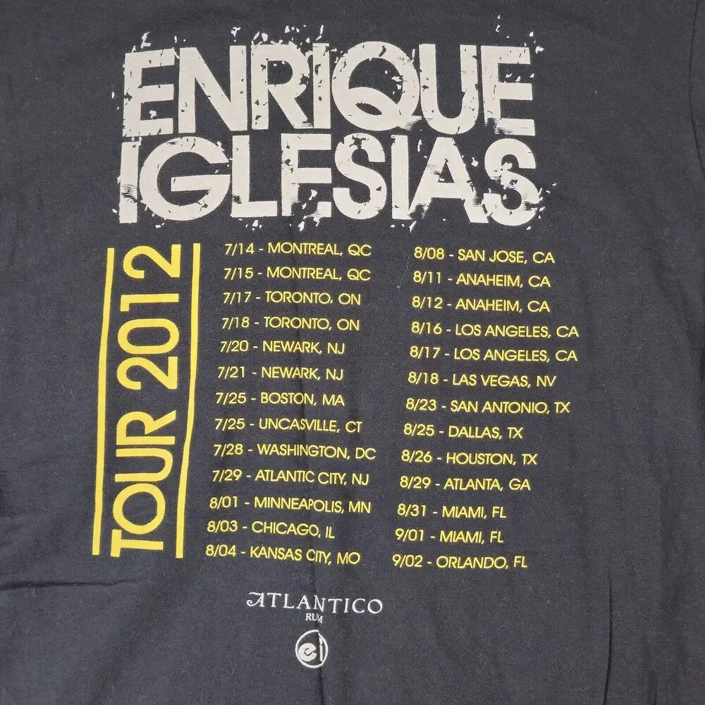 Vtg Enrique Iglesias Shirt Medium 00s Y2k 2012 Music Concert Tour‎ Promo Tee M